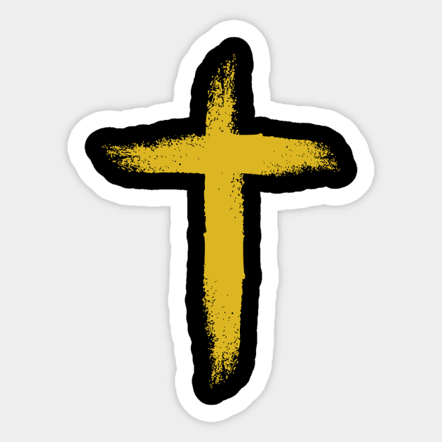 Golden Catholic Cross Sticker by ibarna